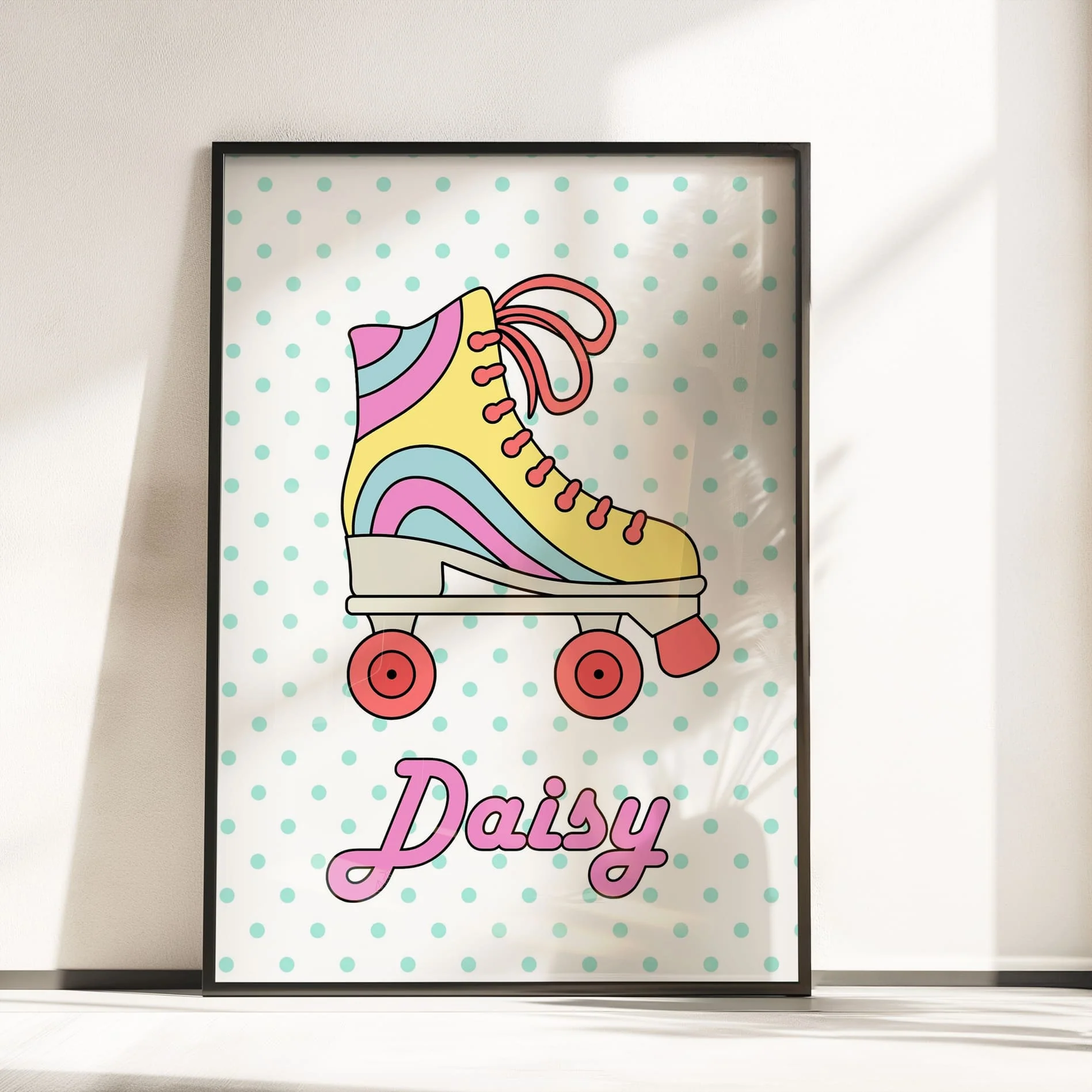 Retro Roller Skate Nursery Wall Art | Set of 3 Personalised Children’s Bedroom Prints - Image 4