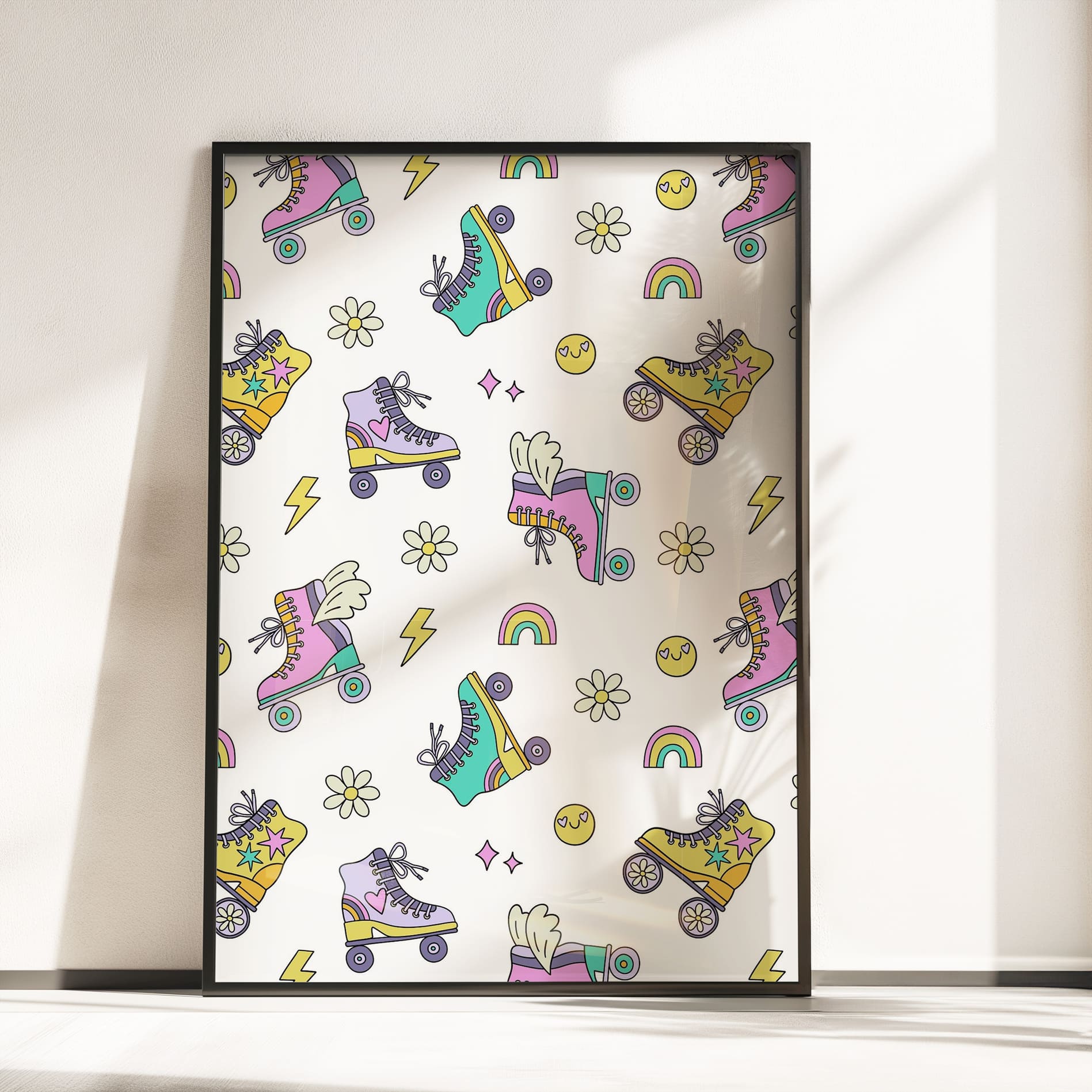 Retro Roller Skate Nursery Wall Art | Set of 3 Personalised Children’s Bedroom Prints - Image 5
