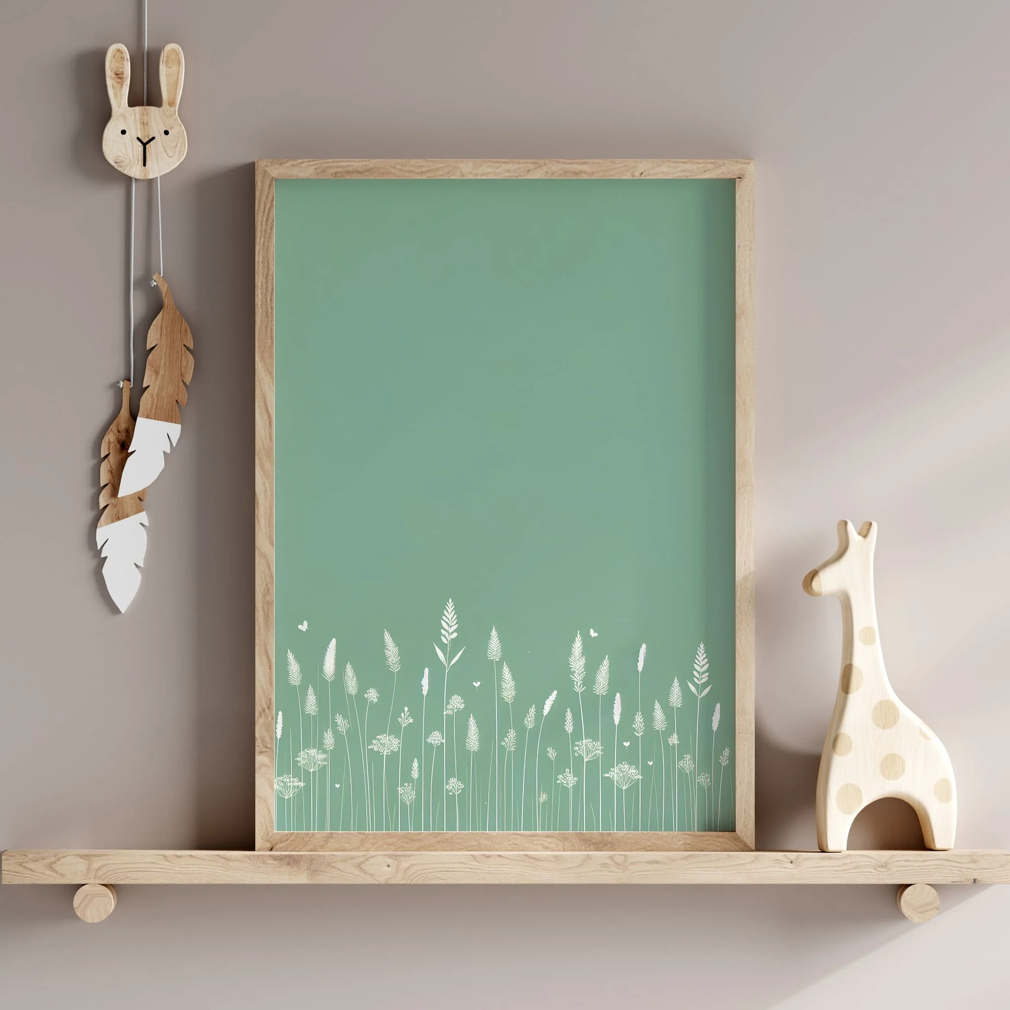 Sage Green Grass Trio | Minimalist Botanical Nursery Art - Image 4