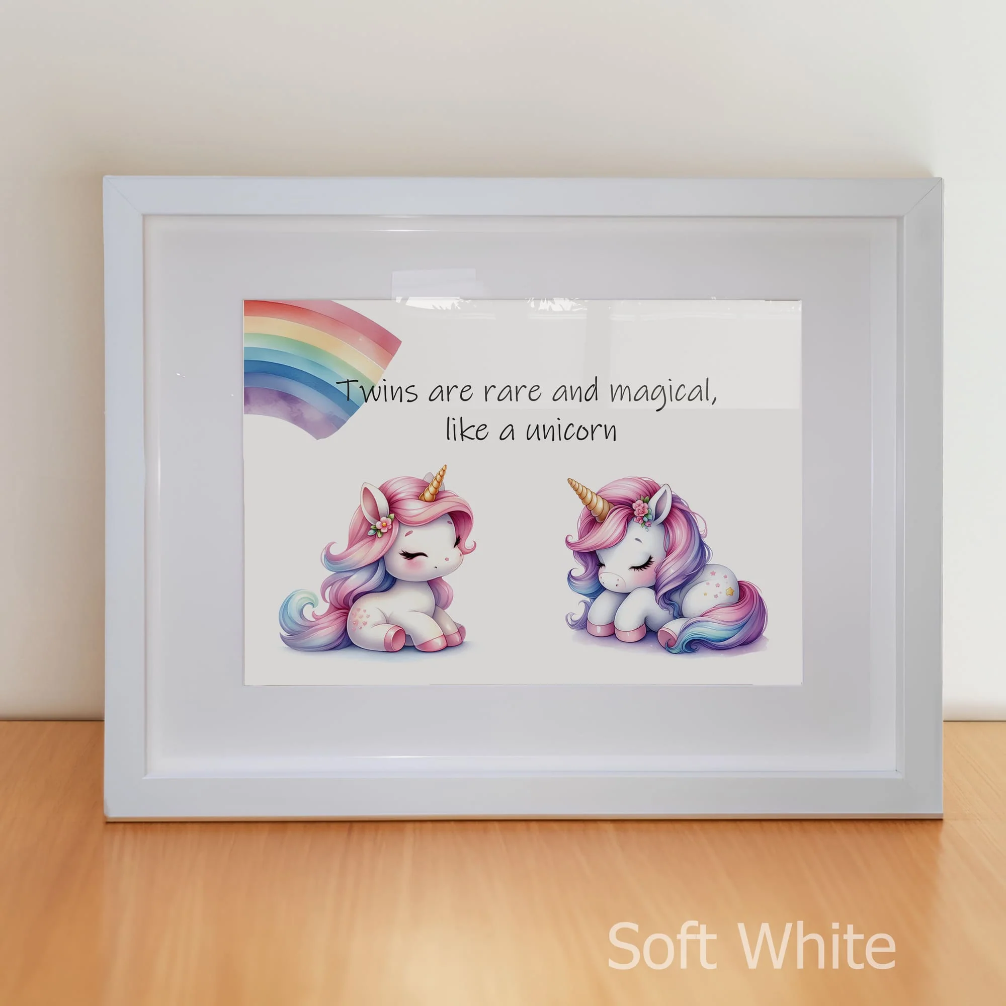 Unicorn Twins Art Set | Personalised Nursery Prints - Image 4