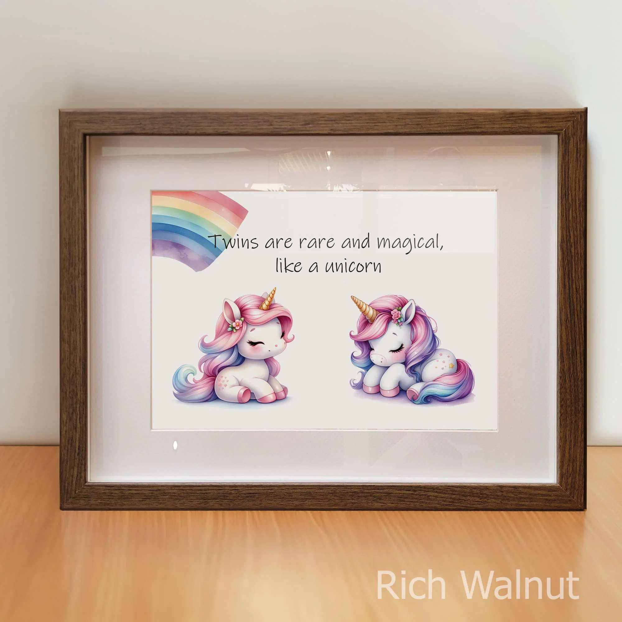 Unicorn Twins Art Set | Personalised Nursery Prints - Image 5