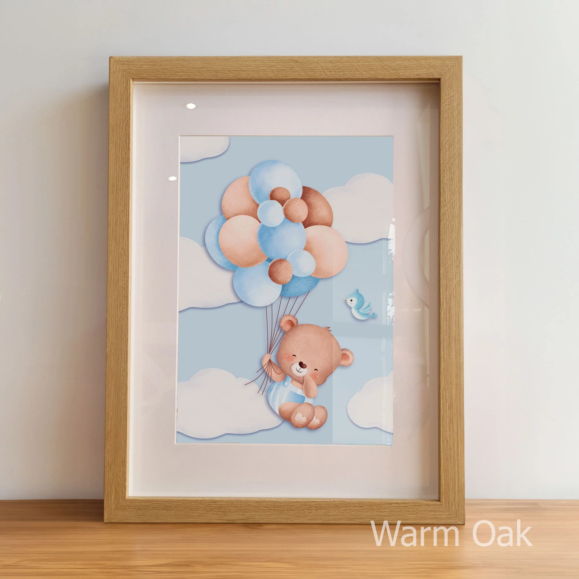 Watercolour Teddy in Blue | Set of 3 Personalised Nursery Wall Art - Image 5