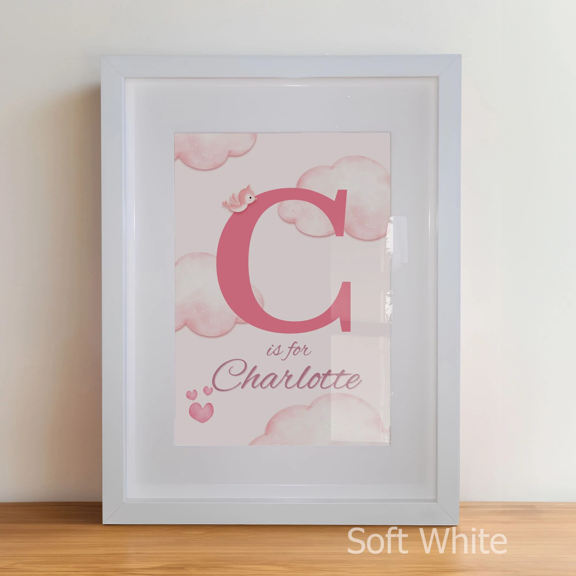 Watercolour Teddy in Pink Collection | Set of 3 Personalised Nursery Art - Image 3