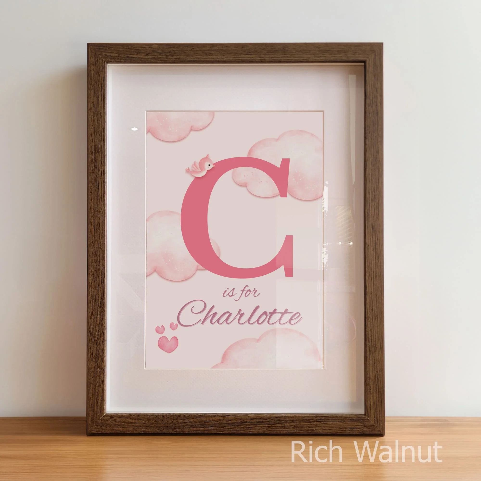 Watercolour Teddy in Pink Collection | Set of 3 Personalised Nursery Art - Image 4