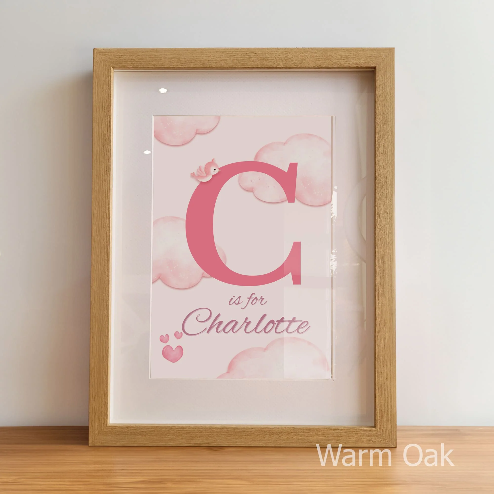 Watercolour Teddy in Pink Collection | Set of 3 Personalised Nursery Art - Image 5